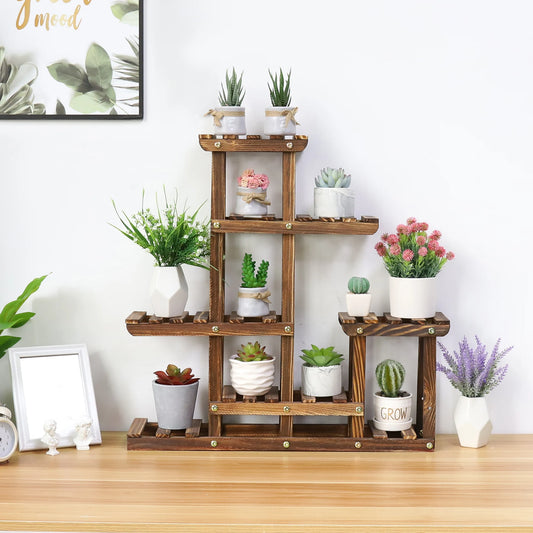 Multi-tiered Pine Wood Flower Plant Stand