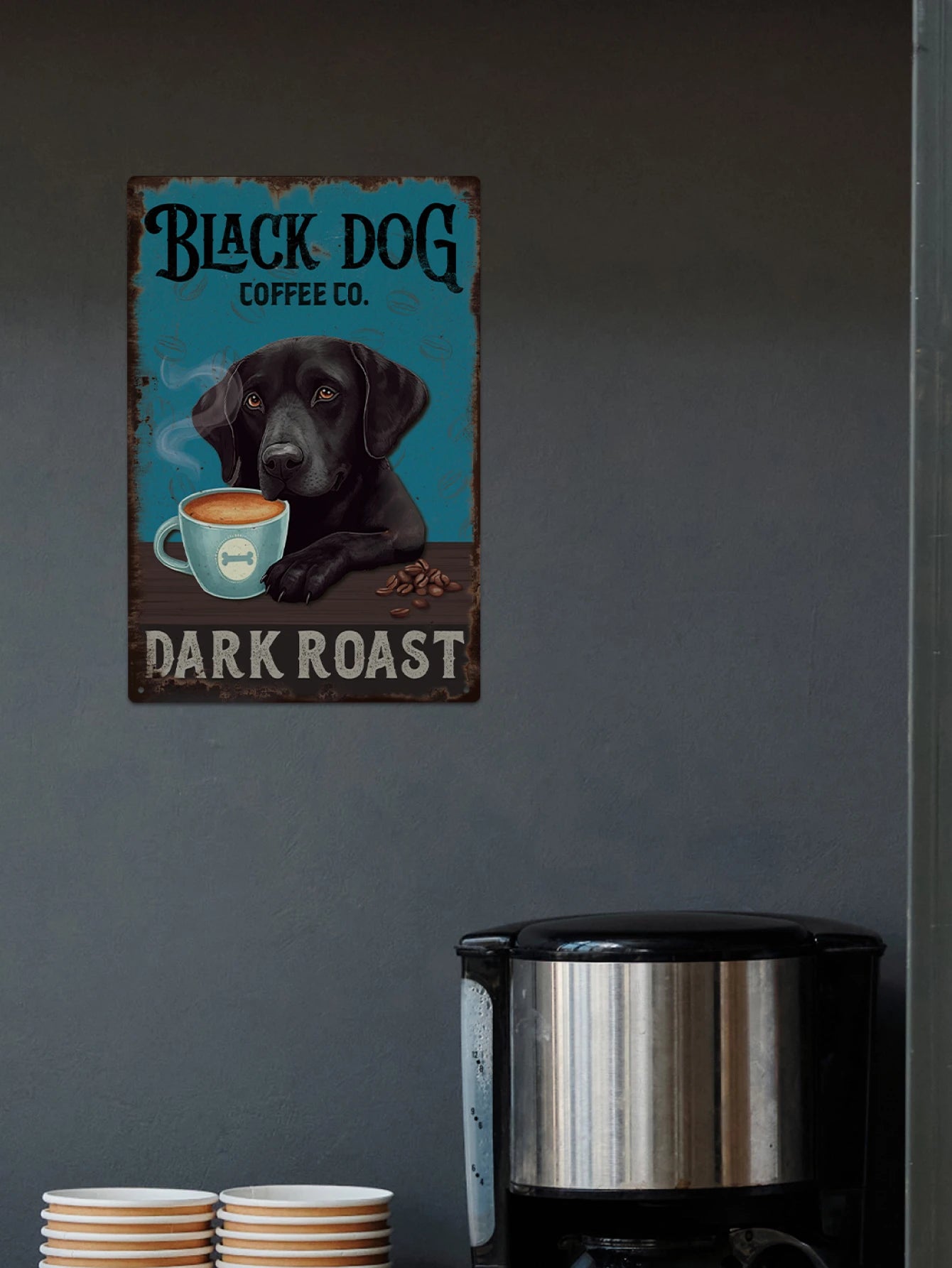 1pc Black Dog Tin Sign