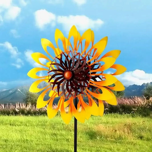 Sunflower Metal Wind Spinner Swivel Sculpture 76"