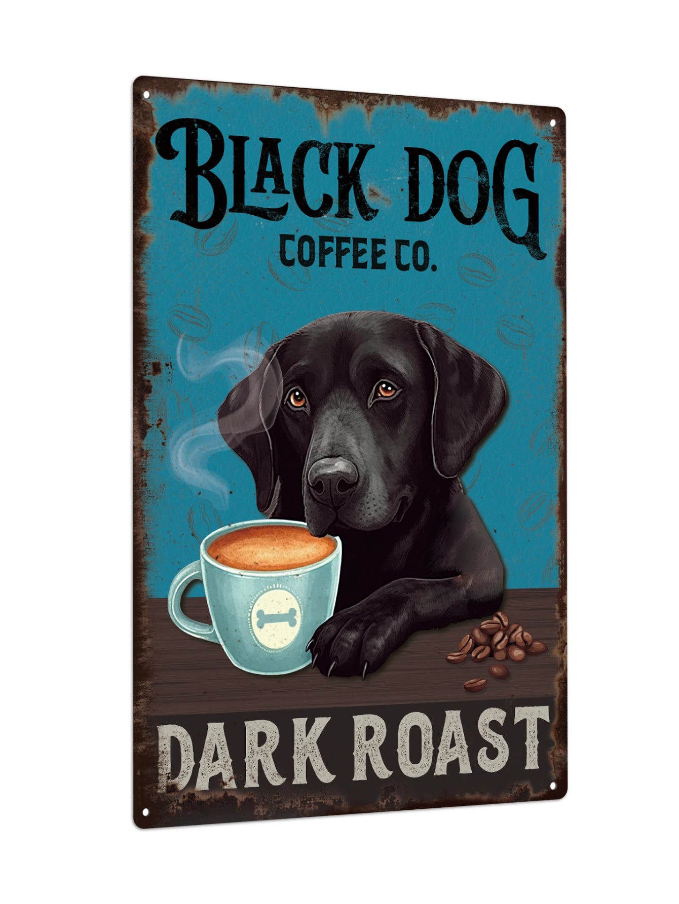 1pc Black Dog Tin Sign