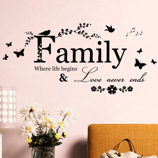 Family Love Never Ends Vinyl Wall Sticker