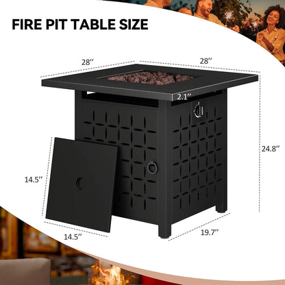 Gas Fire Pit, 50,000 BTU Steel Propane Table