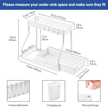 2 Layer Kitchen Under Sink Organizer With Pull Out Drawer