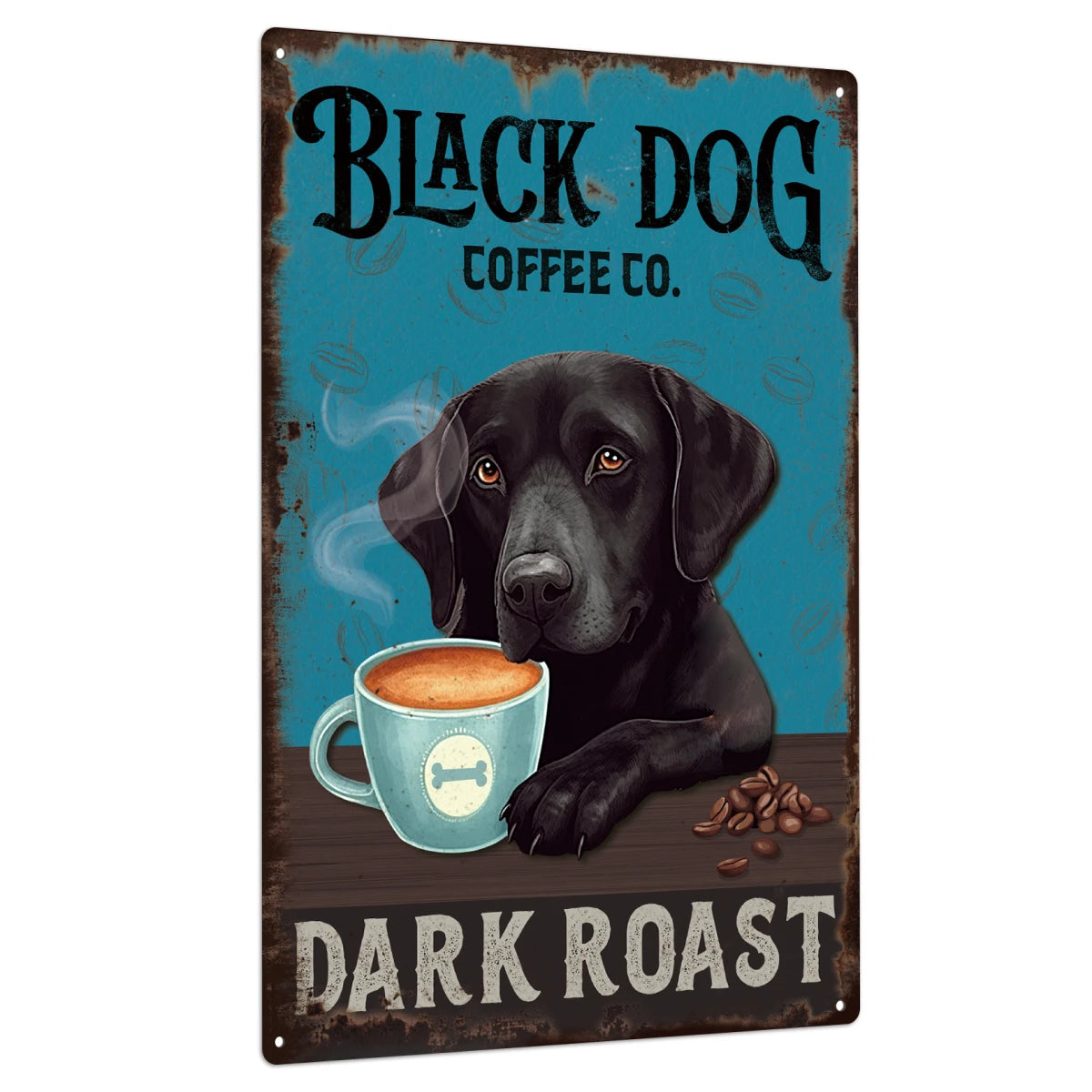 1pc Black Dog Tin Sign