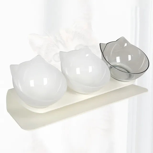 Non-Slip Triple Cat Bowl With Stand