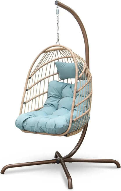 Wicker Luxury Egg Hanging Chair with Water Resistant Cushions