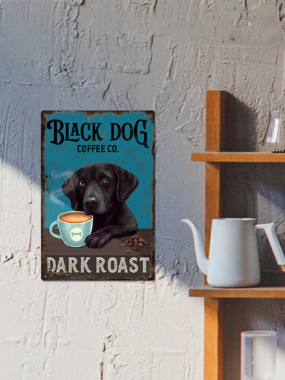 1pc Black Dog Tin Sign