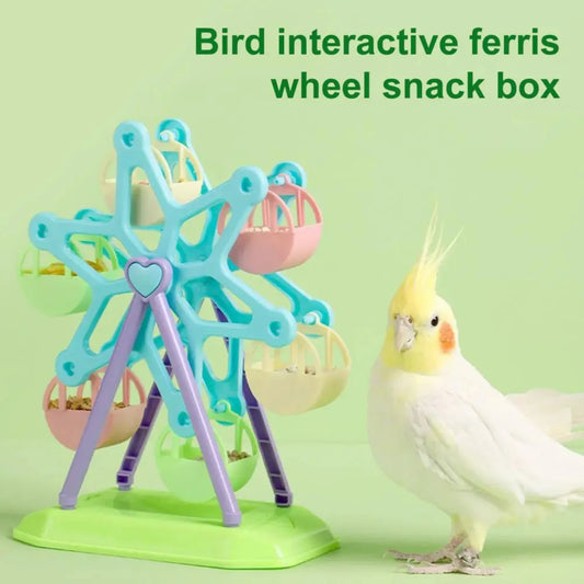 Colorful Bird Wheel Feeder Toy with 6 Snack Boxes