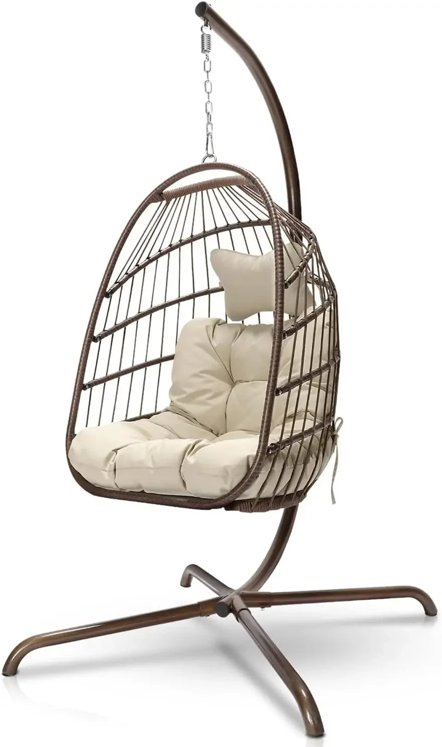 Wicker Luxury Egg Hanging Chair with Water Resistant Cushions