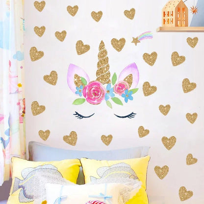 Cartoon Unicorn Horse Star Heart Wall Stickers