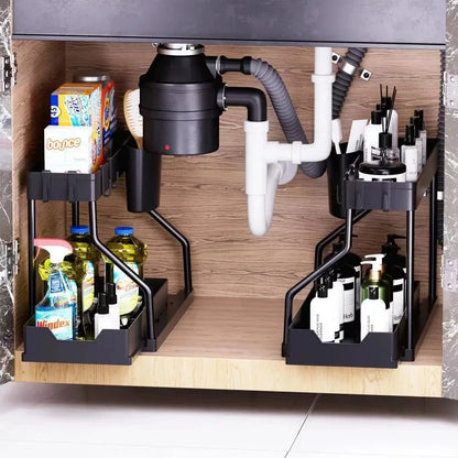 2 Layer Kitchen Under Sink Organizer With Pull Out Drawer