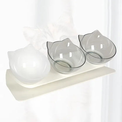 Non-Slip Triple Cat Bowl With Stand