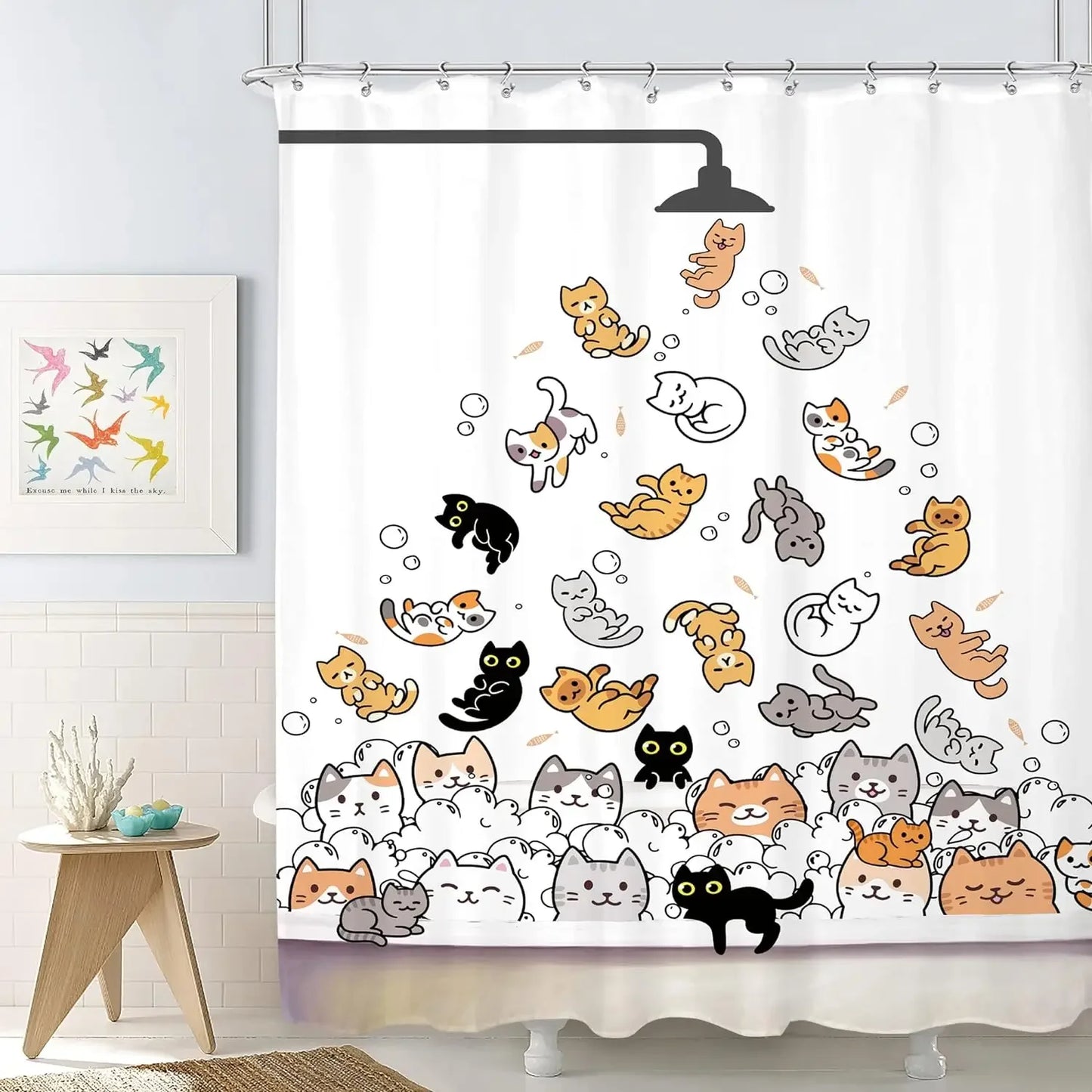 Funny Cat and Dog Shower Curtain