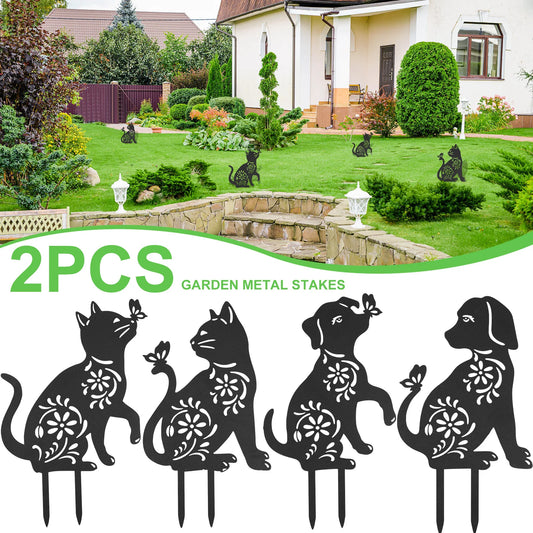 2PCS/Set Cat Dog Silhouette Stakes