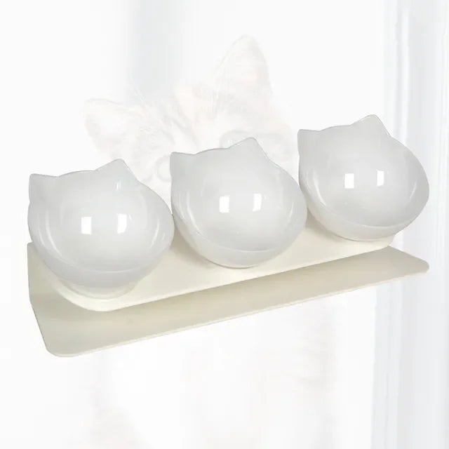 Non-Slip Triple Cat Bowl With Stand