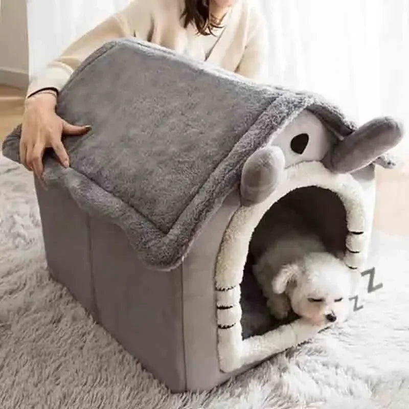 Indoor Soft Warm Pet House Bed, Removable Cushion