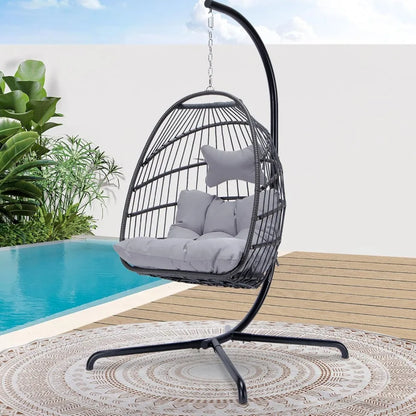 Wicker Luxury Egg Hanging Chair with Water Resistant Cushions