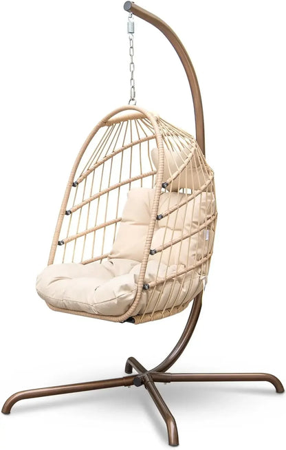 Wicker Luxury Egg Hanging Chair with Water Resistant Cushions