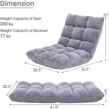 Folding Floor Chair with 14 Position Adjustable Backrest