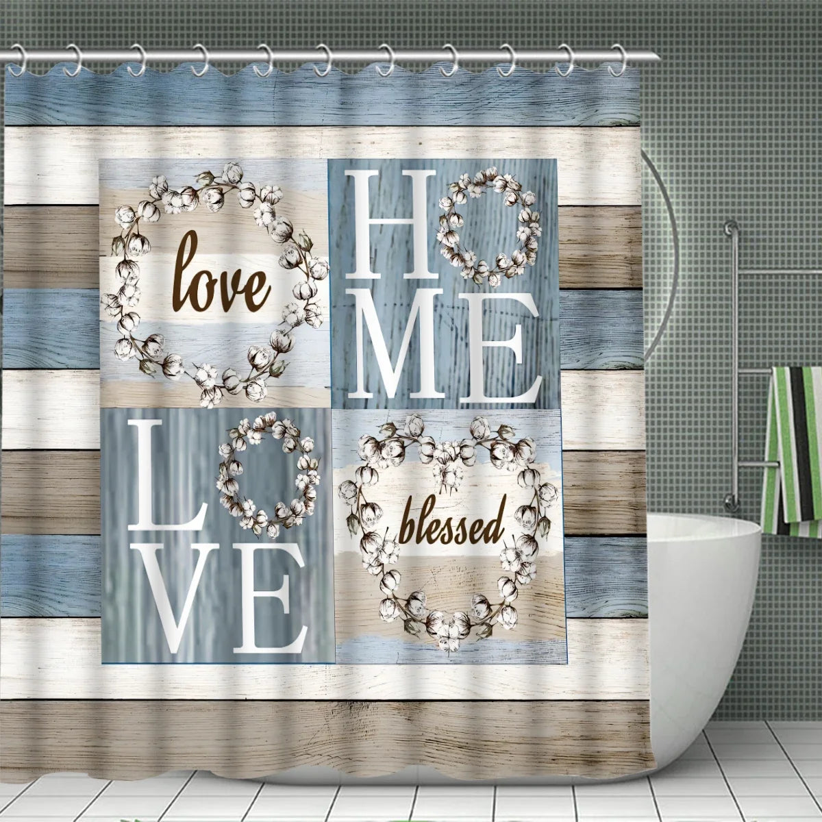 1/4 Piece Shower Curtain Set with Hooks