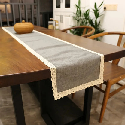 Rustic Burlap Lace Table Runner