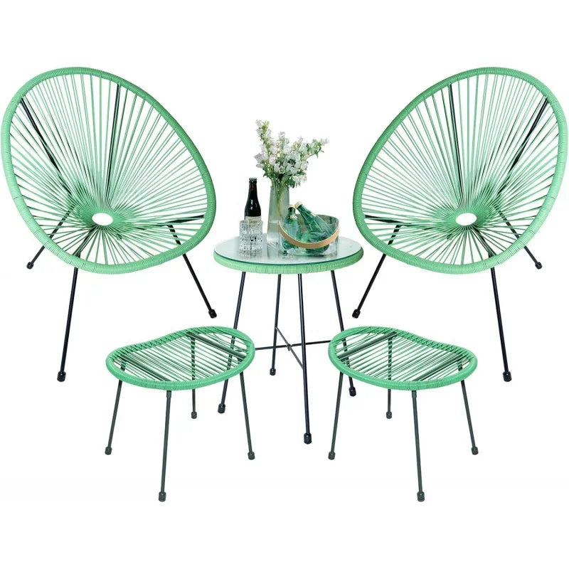 5-Piece Acapulco Chair Set With Glass Table and Footstool