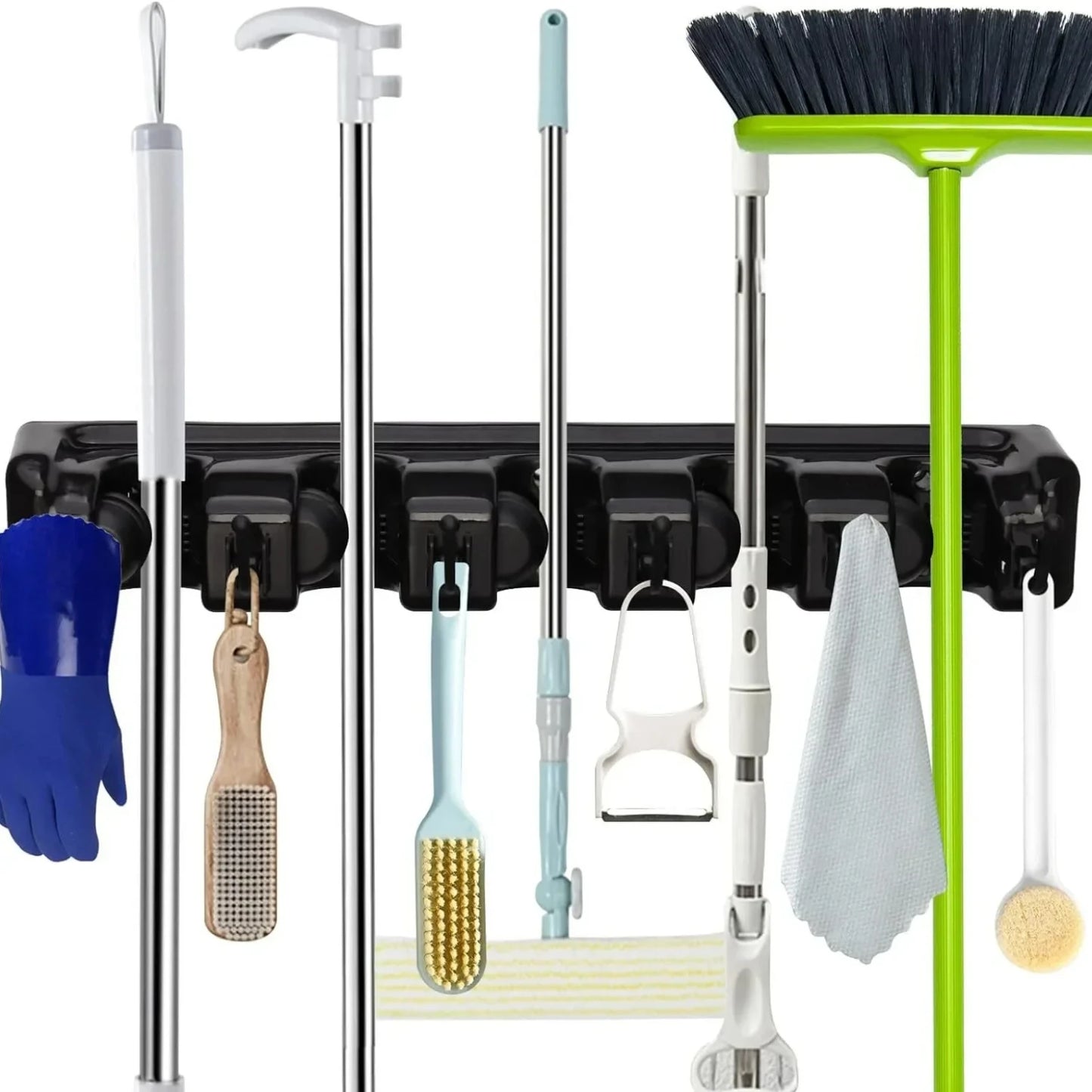 Wall Mounted Plastic Mop Broom Holder with 3/4/5 Positions