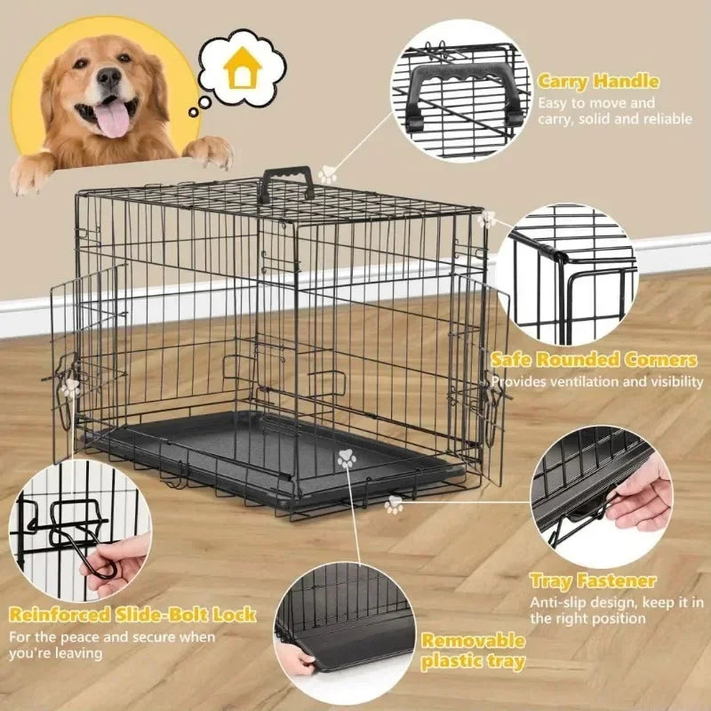 Dog Crate Kennel,  Double Door W/Divider Panel