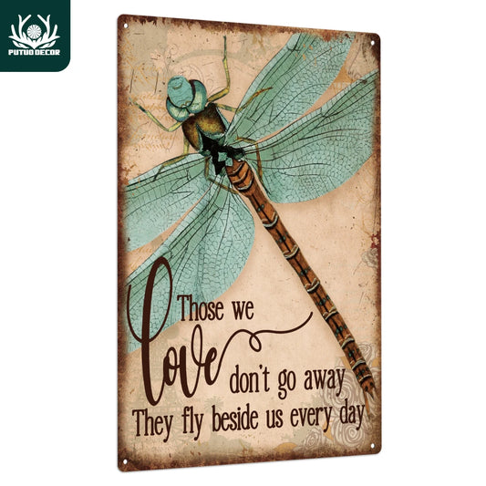 1Pc Dragonfly Metal Sign Decor