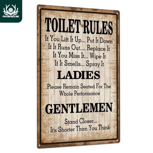 1pc Toilet Rules Metal Plaque Decor