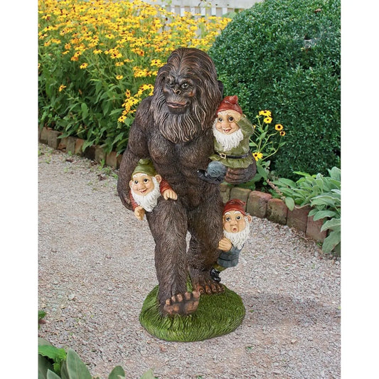 Big Foot Garden Statue With Gnomes