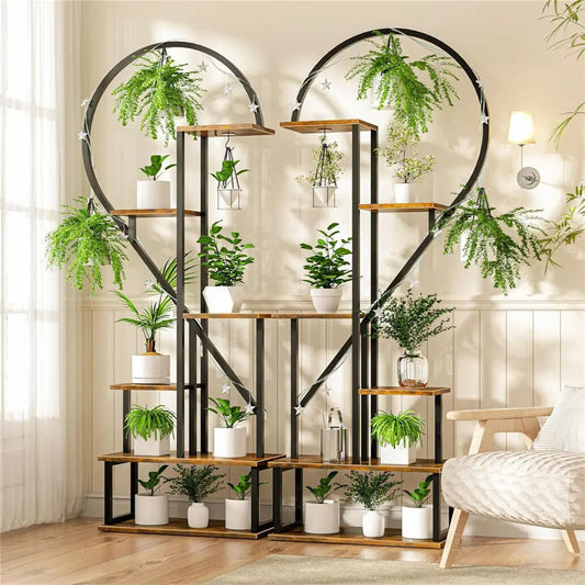 Plant Stand Half Heart Shaped Rack with Hooks