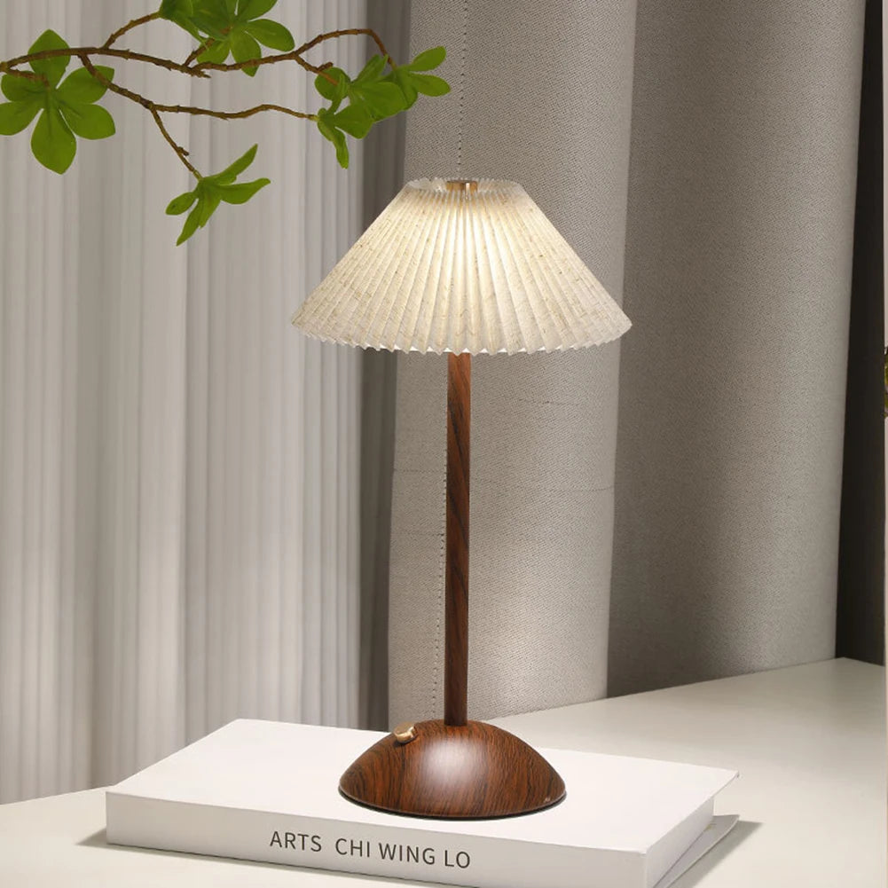 Portable LED Desk Lamp Wood Base Table Lamp