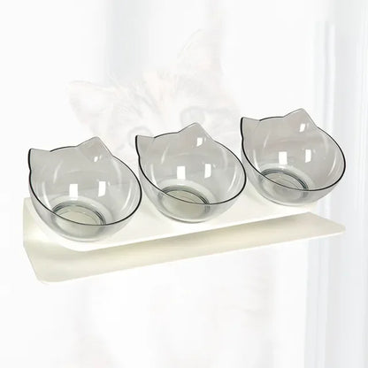 Non-Slip Triple Cat Bowl With Stand