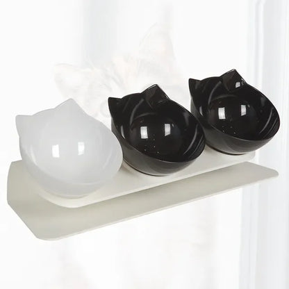 Non-Slip Triple Cat Bowl With Stand