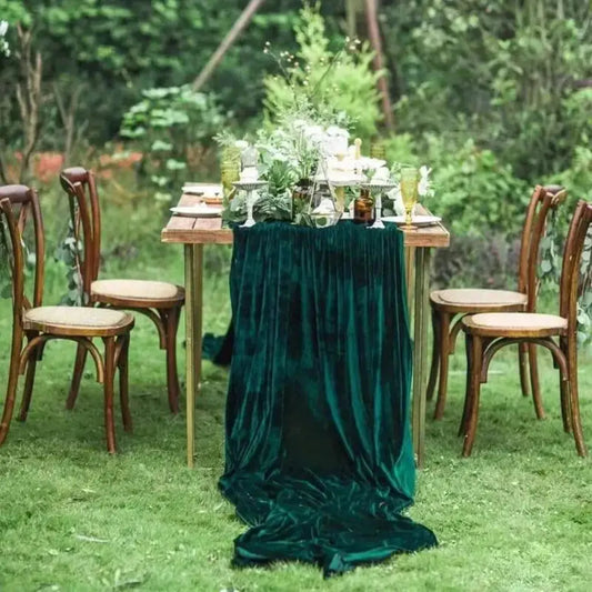 Luxurious Deep Green Velvet Table Runner