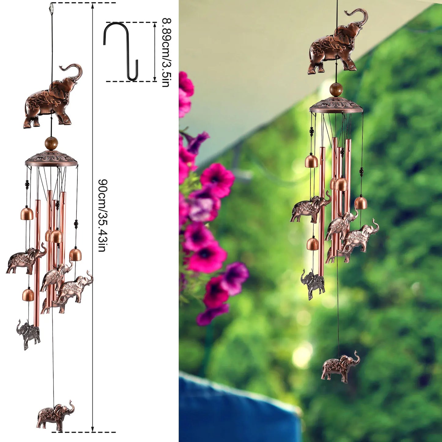 5PCS/1PCS Garden Elephant Wind Chimes