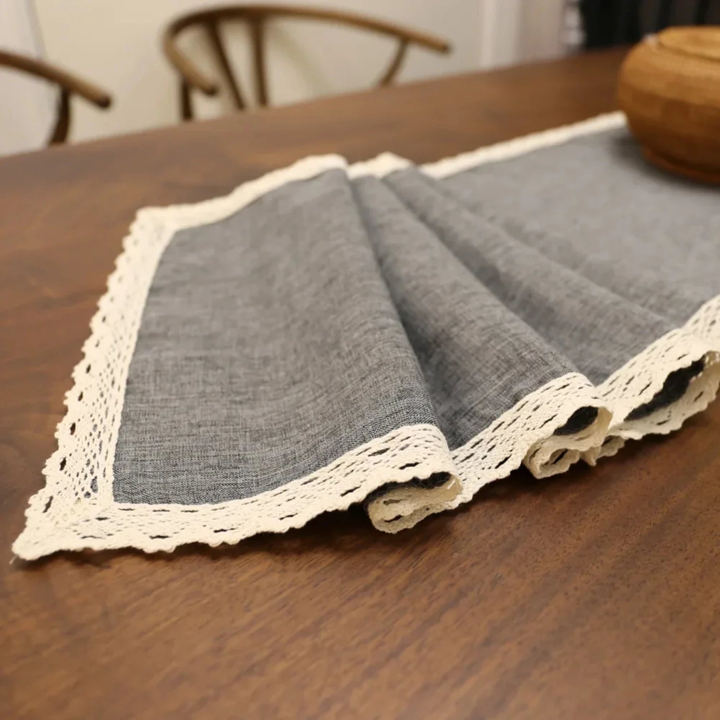 Rustic Burlap Lace Table Runner