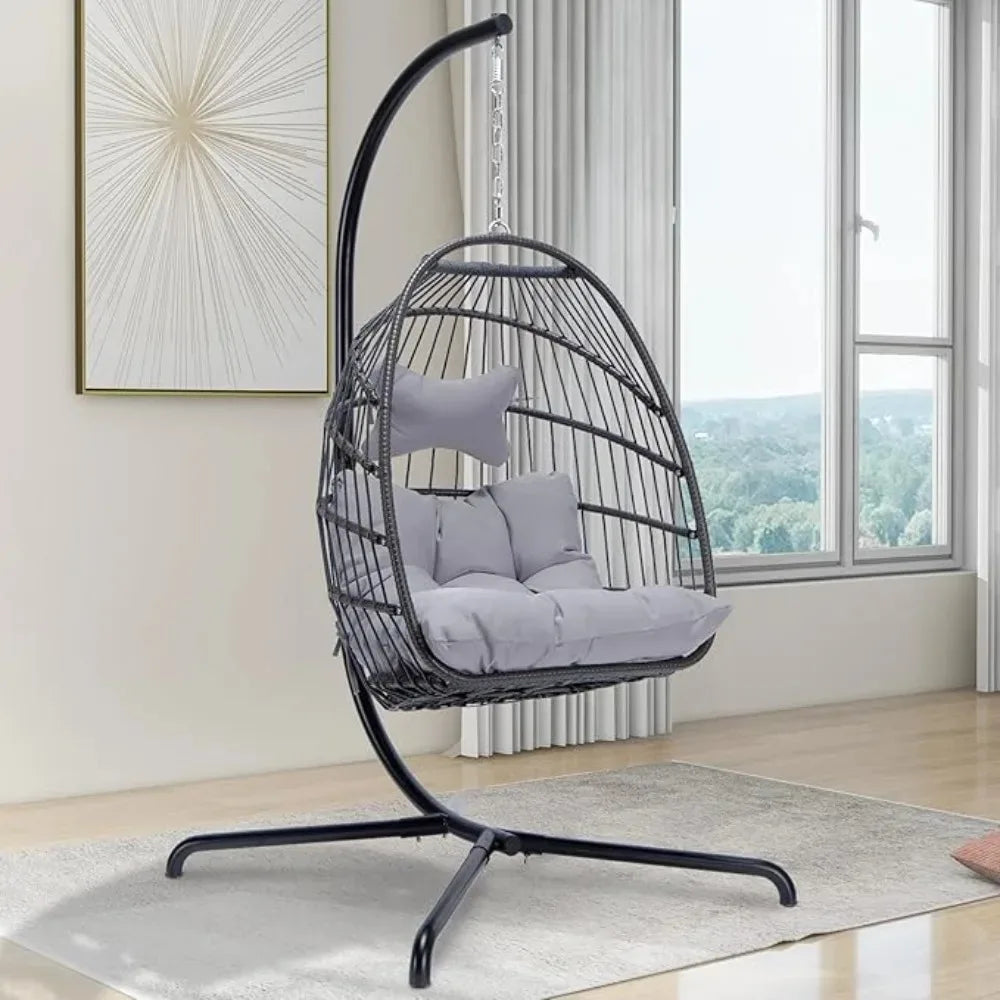 Wicker Luxury Egg Hanging Chair with Water Resistant Cushions