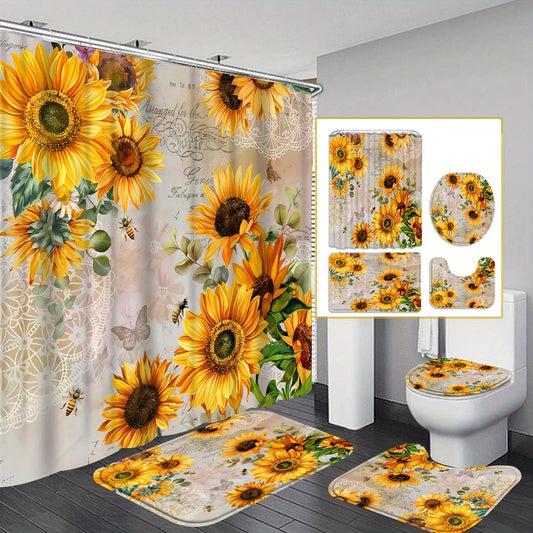 Sunlit Sunflower Shower Curtain Set