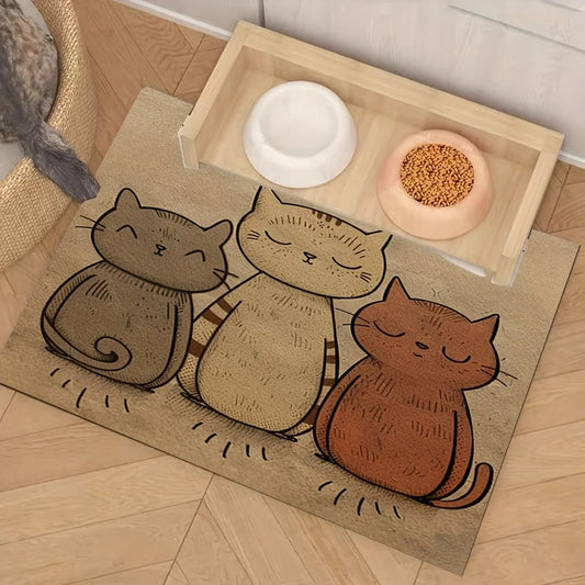 1Pc Cute Cat-Themed Feeding Mat