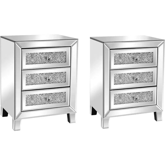 Mirrored Nightstand Set of 2