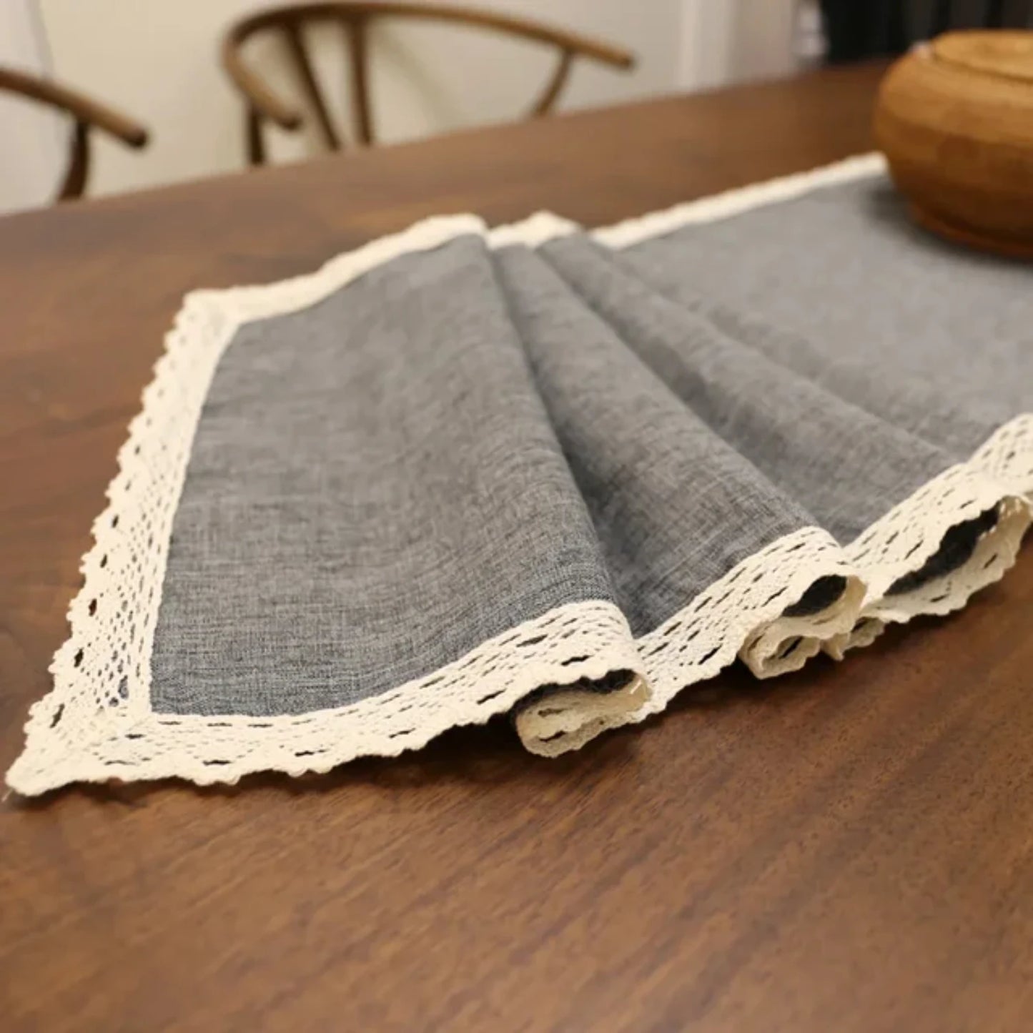 Rustic Burlap Lace Table Runner