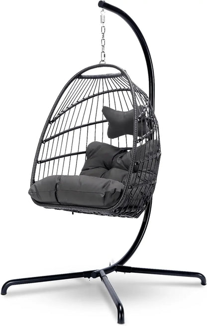 Wicker Luxury Egg Hanging Chair with Water Resistant Cushions