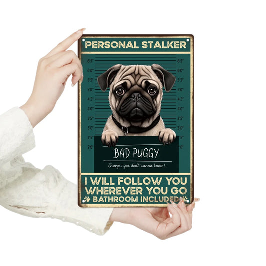 Pug Dog Metal Tin Sign