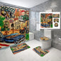 Abstract Shower Curtain Bathroom Set With 12 Hooks